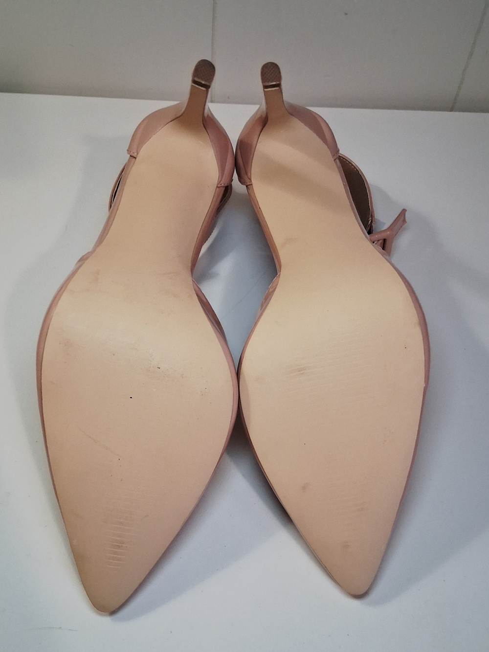 Madden Girl Women's Patent Pointed-Toe Ankle-Strap Heels in Blush Pink Size 9 - Picture 8 of 8